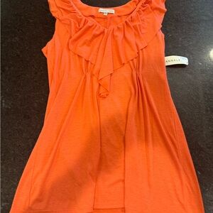 Annalee Orange Sleeveless Ruffled Blouse